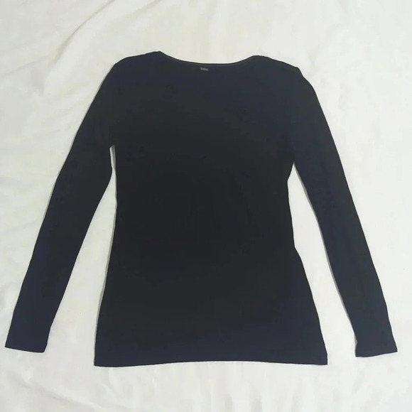WHBM Long-Sleeve Scoop-Neck Tee, Color Black Size XS - Picture 4 of 14